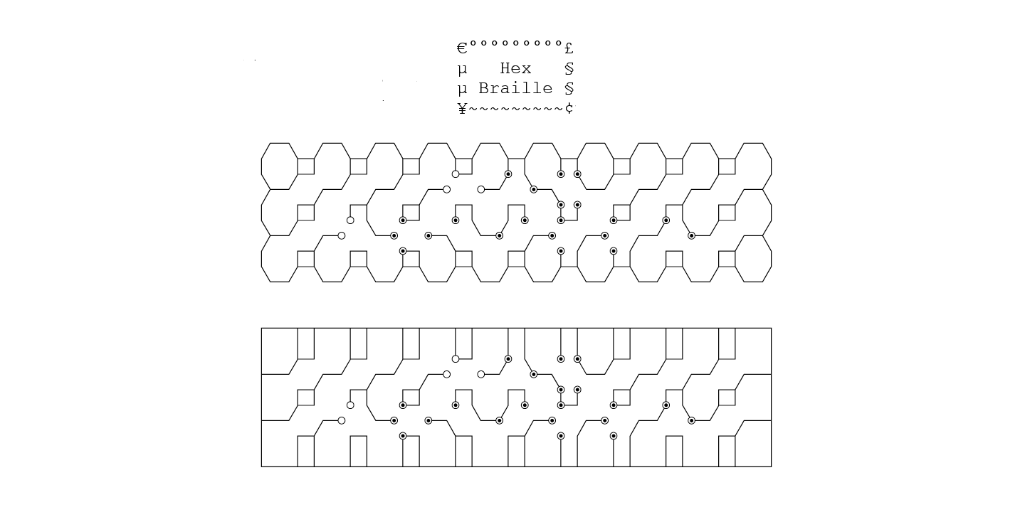 Przykład czcionki Hex Braille Regular